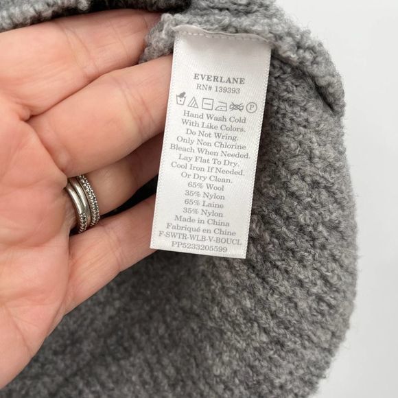 Everlane The Teddy V Neck Wool Blend Boucle in Heather Gray‎ NWT Size XXS - Picture 10 of 12